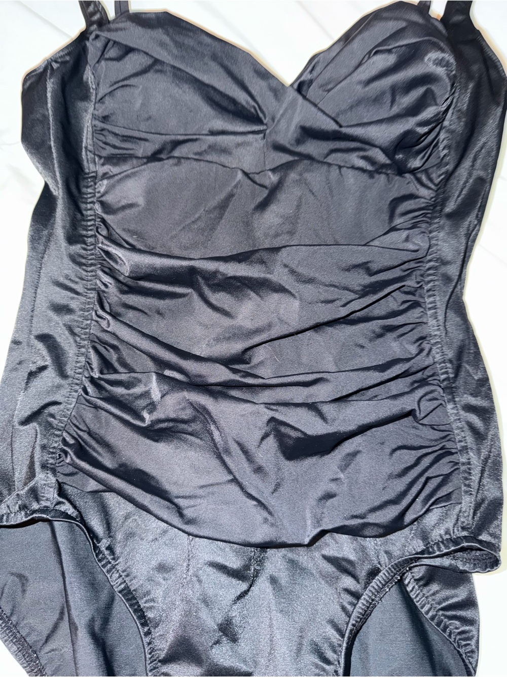 croft & barrow Black Ruched V-Neck One-Piece Swimsuit - Picture 3 of 5